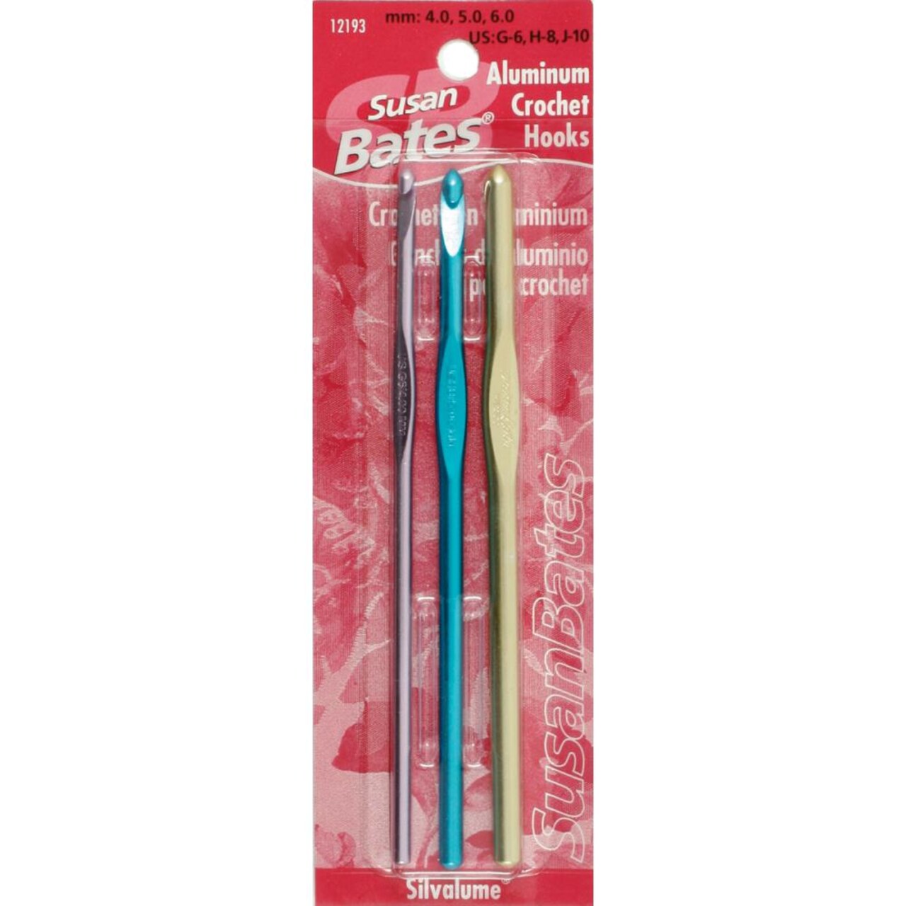 Susan Bates Silvalume Aluminum Crochet Hook Set - Sizes US G-6, H-8, J-10